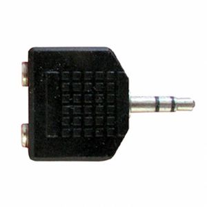 3.5mm (mini-jack) Double Adapter Plug (splits one male 3.5mm stereo mini-jack to two female stereo mini-jacks) (black)