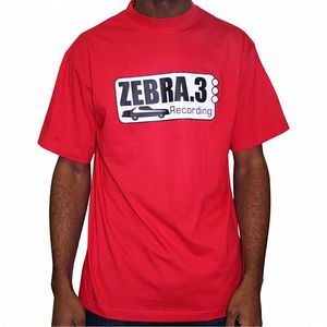 Zebra 3 Recordings T-Shirt (red with black & white logo)