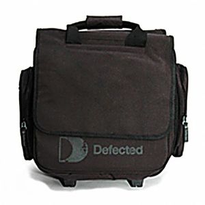 Defected Record Trolley Bag (black) (holds 50 records, multiple pockets for headphones/accessories, teflon coated to repel rain/stains, defected logo on front, side pockets & lined interior, dimensions:15" x 17" x 9")