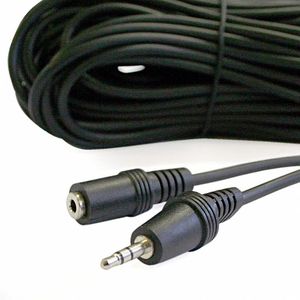 3.5mm (mini jack) Stereo Audio Extension Cable (15 metres) (male to female 3.5mm (mini-jack) stereo cable) (black)