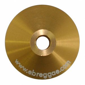 Spindle Adapter Center For Playing 45 RPM Records (gold aluminum, cone-shaped with www.ebreggae.com text lasered on)