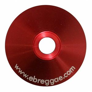 Spindle Adapter Center For Playing 45 RPM Records (red aluminum, cone-shaped with www.ebreggae.com text lasered on)