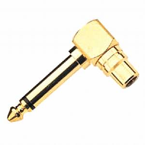 QTX Phono Socket To 6.3mm Mono Jack Right-Angled Adapter (gold, single)