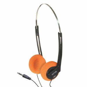 SoundLAB Retro Sony Walkman Style Stereo Headphones With Orange Pads (black)
