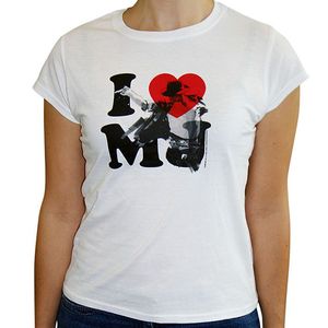 I Love MJ T-shirt (white with black, white & red design)