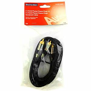 Electrovision Male To Male Stereo Phono (RCA) Cable (1.0m, black)