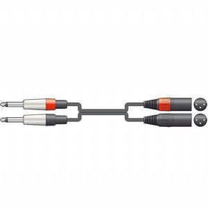 Chord 2 x 6.3mm Mono Jack To 2 x XLR Male Lead (0.75m)