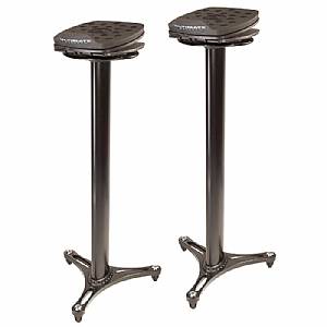 Ultimate Support MS-100B Column Studio Monitor Stands With Decoupling Pads (pair, black)