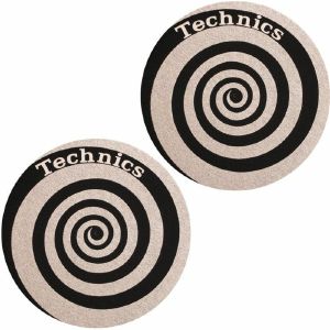 Slipmat Factory Technics Spiral 12" Vinyl Record Slipmats (pair, black/silver)