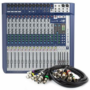 Soundcraft Signature 16 Analog Mixer With Onboard Effects + FREE 8 Way XLR Wiring Loom Audio Cable (3m)