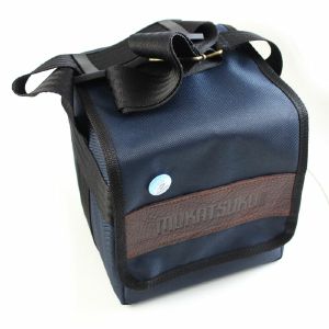 Mukatsuku Records Are Our Friends Polyester 7" 45 Record Bag (navy with embossed vintage brown leather patch, holds up to 80 singles) (Juno Exclusive)