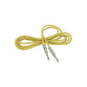 Chord Braided 6.3mm Mono Jack Plug To 6.3mm Mono Jack Plug Audio Cable (grey/gold, 3.0m)
