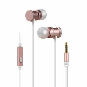 AV Link EMHF1 Metallic Magnetic Stereo Earphones (rose & white)