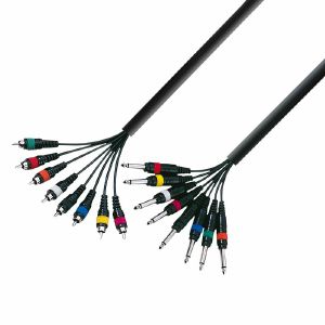 Adam Hall 8 x 6.3mm Jack Mono To 8 x Phono RCA Male Multicore Cable Loom (3.0m)