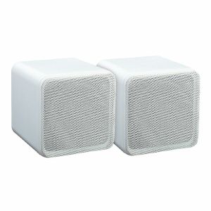 E Audio 4" Full Range 80W Dual Cone Mini Box Speakers (white, pair)