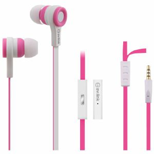 AV Link Rubberised Stereo Earphones With Hands Free Mic (pink & white)