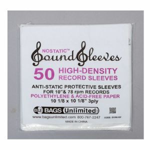 Bags Unlimited Nostatic 10" High Density Polyethylene & Acid Free Paper Sleeves (pack of 50)