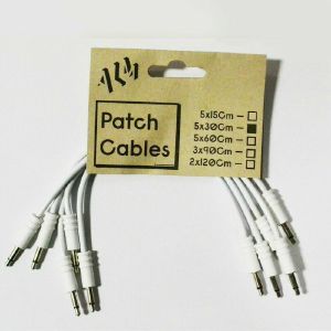 ALM Custom 3.5mm Male Mono Eurorack Patch Cables (30cm, white, pack of 5)