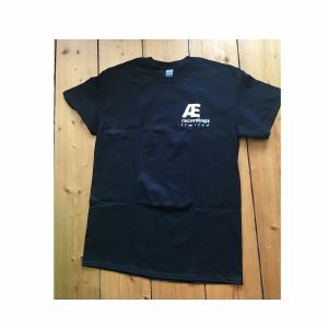Ae Recordings t-shirt (black with white logo)