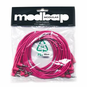 Modbap Modular 90cm Right Angle Patch Cables (pink, pack of 8)