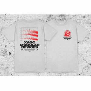 Xaoc Devices Working Class Electronics T-shirt (large, grey heather/red/black)
