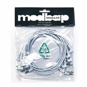 Modbap Modular 60cm Right Angle Patch Cables (white, pack of 8)