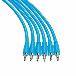 Synth Cables Braided 3.5mm Mono TS Male Patch Cables (blue/30cm/pack of 6)