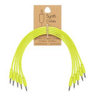Synth Cables PVC 3.5mm Mono TS Male Patch Cables (yellow/30cm/pack of 5)