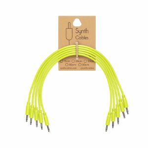 Synth Cables PVC 3.5mm Mono TS Male Patch Cables (yellow/90cm/pack of 5)