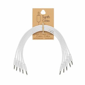 Synth Cables PVC 3.5mm Mono TS Male Patch Cables (white/90cm/pack of 5)