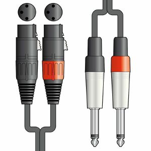 Chord 2x XLR Female To 2x 6.3mm Mono Jack Plugs Cable (single/black/0.75m)