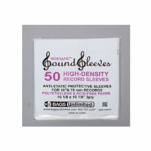 Bags Unlimited 10" Vinyl Record Nostatic Polyethylene & Acid-Free Paper Sleeves (clear, pack of 25)