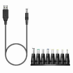 Electrovision USB To DC 5.5x2.1mm Power Cable With 8 Connectors (1.0m)