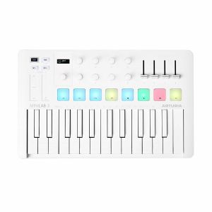 Arturia MiniLAB 3 Alpine White 25-Key USB MIDI Keyboard & Pad Controller (limited edition)