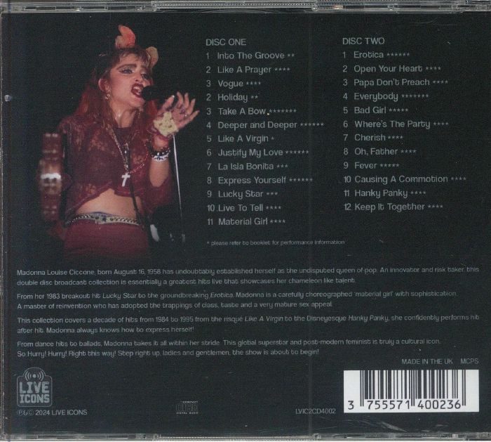 MADONNA - Greatest Hits Broadcast Collection: Live 1984-1995