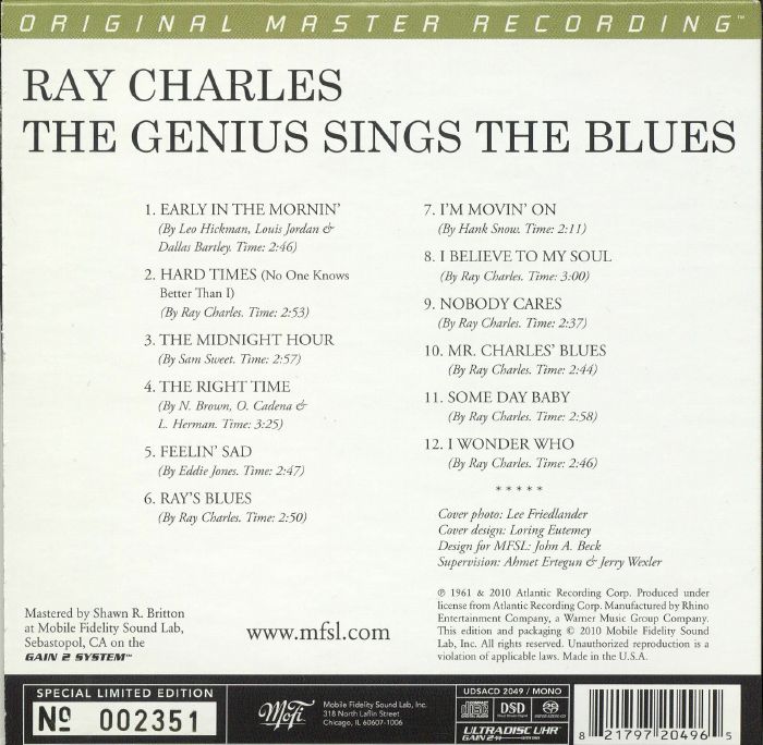 Ray CHARLES - The Genius Sings The Blues (mono)