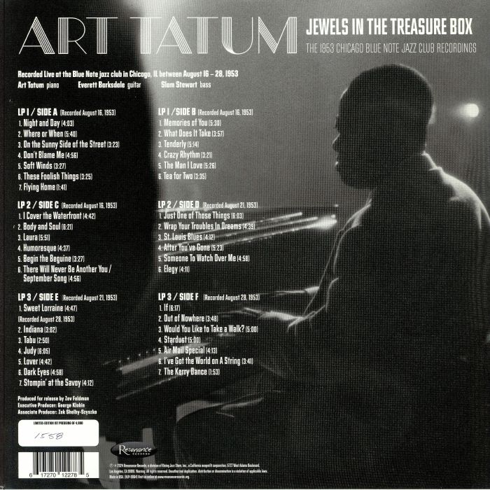 Art TATUM - Jewels In The Treasure Box: The 1953 Chicago Blue Note Jazz Club (Record Store Day RSD 2024)