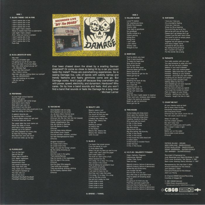 DAMAGE - Recorded Live Off The Board At CBGB (remastered) (Record Store Day RSD 2024)