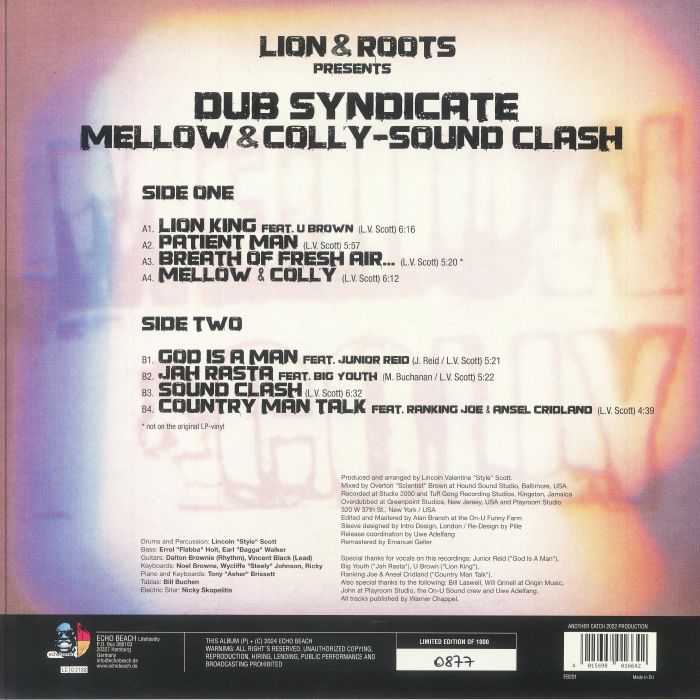 DUB SYNDICATE - Mellow & Colly (remastered) (Record Store Day RSD 2024)