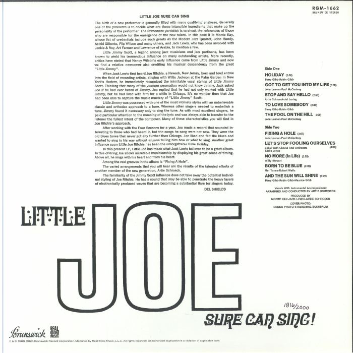 LITTLE JOE aka JOE PESCI - Little Joe Sure Can Sing (reissue) (Record Store Day RSD 2024)