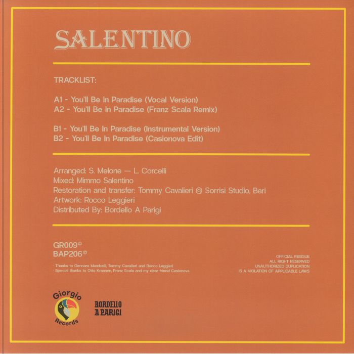 SALENTINO - You'll Be In Paradise