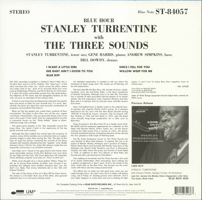 Stanley TURRENTINE with THE 3 SOUNDS - Blue Hour (Classic Vinyl Series ...