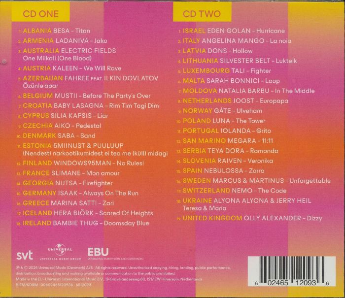 VARIOUS - Eurovision Song Contest Malmo 2024