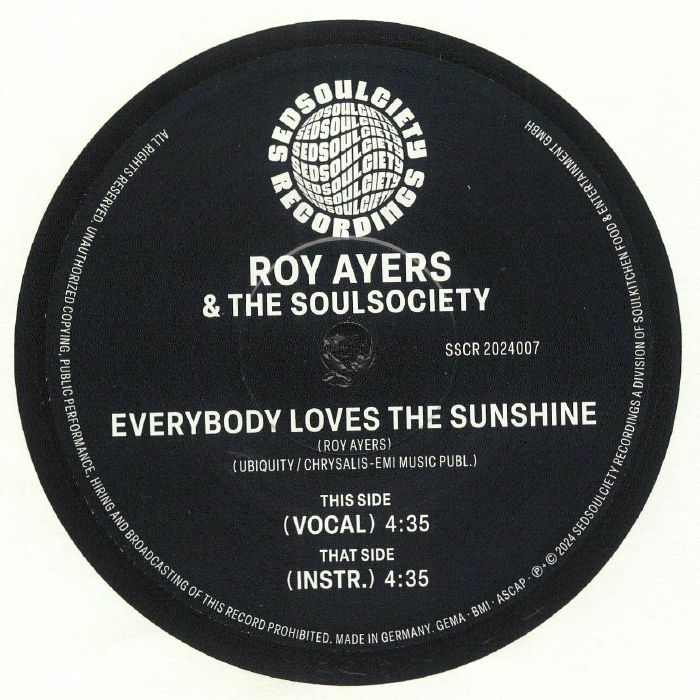 Roy AYERS/THE SOULSOCIETY - Everybody Loves The Sunshine Vinyl at 
