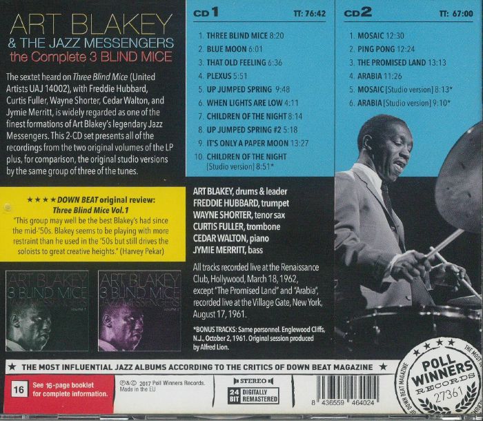 Art BLAKEY & THE JAZZ MESSENGERS - The Complete 3 Blind Mice CD At Juno ...