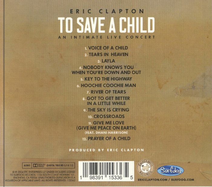 CLAPTON, Eric - To Save A Child: An Intimate Live Concert
