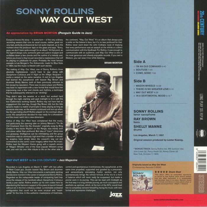 Sonny ROLLINS Way Out West (reissue) Vinyl at Juno Records.