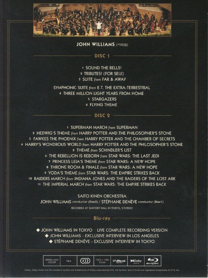 WILLIAMS, John/STEPHANE DENEVE/SAITO KINEN ORCHESTRA - John Williams In Tokyo (Deluxe Edition)