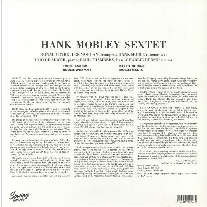 MOBLEY, Hank with DONALD BYRD/LEE MORGAN - Hank Mobley Sextet with Donald Byrd & Lee Morgan