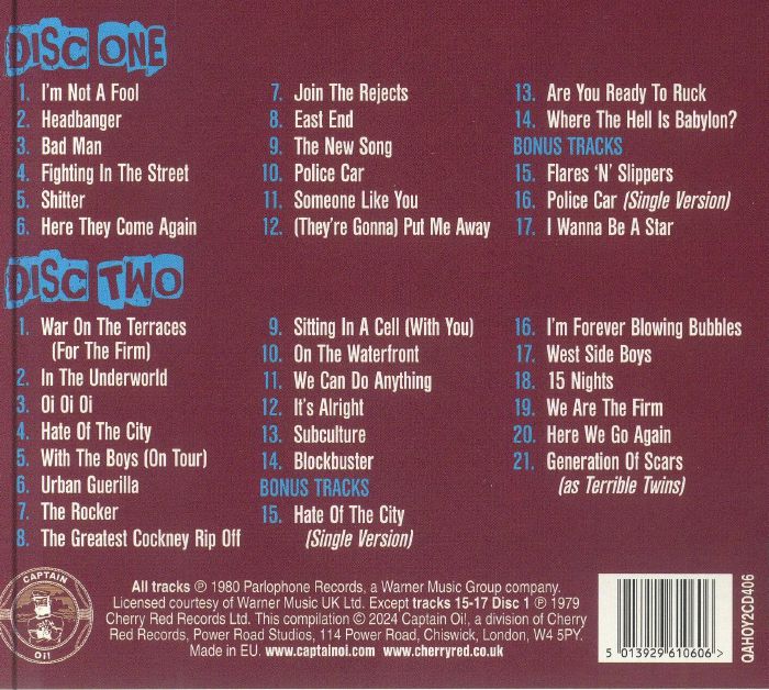 COCKNEY REJECTS - Greatest Hits Vol 1 & Vol 2